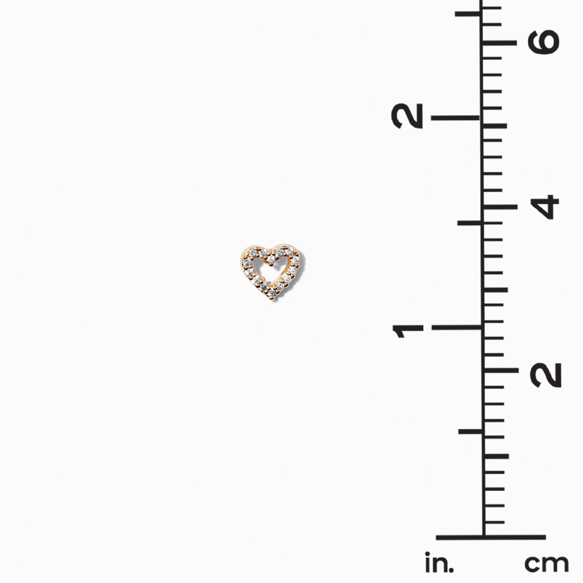 Gold Cubic Zirconia Heart & Stud Earrings - 3 Pack,