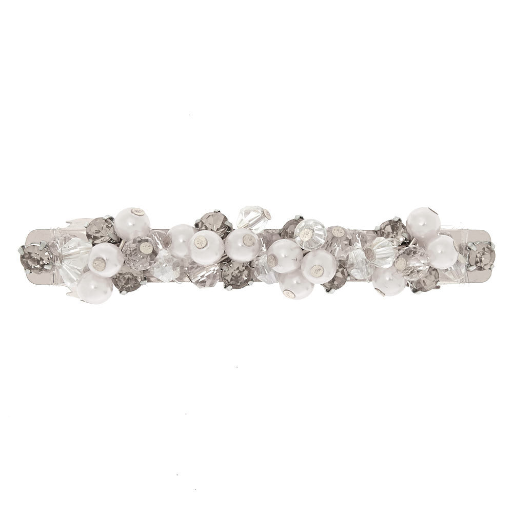 Barrette pour les cheveux avec perle d'imitation couleur argentés,
