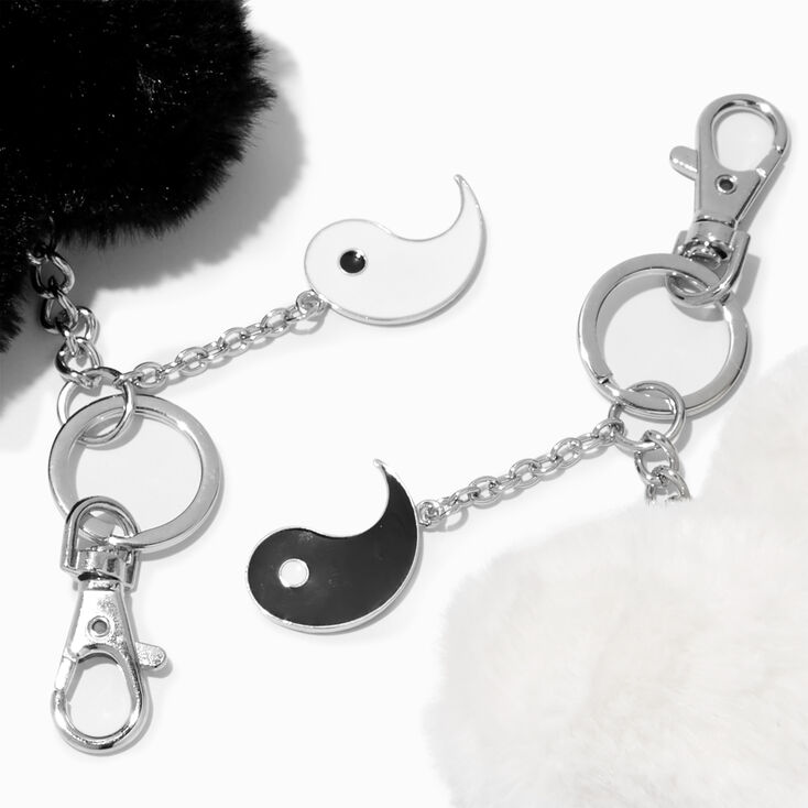 Best Friends Yin Yang Hearts Pom Pom Keychains - 2 Pack,