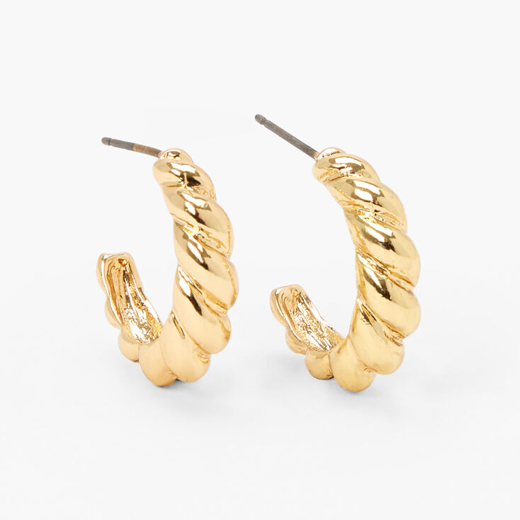 Gold 20MM Scalloped Twisted Hoop Earrings | Claire's US