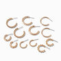 Gold-tone Textured Huggie Hoops - 6 Pack,