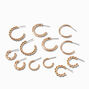 Gold Textured Huggie Hoops - 6 Pack,