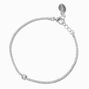 Silver-tone Cubic Zirconia Bezel Laser Cut Bracelet,