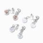 Silver-tone 0.5&quot; Glitter Shaker Clip On Drop Earrings - 3 Pack,