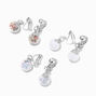 Silver 0.5&quot; Glitter Shaker Clip On Drop Earrings - 3 Pack,