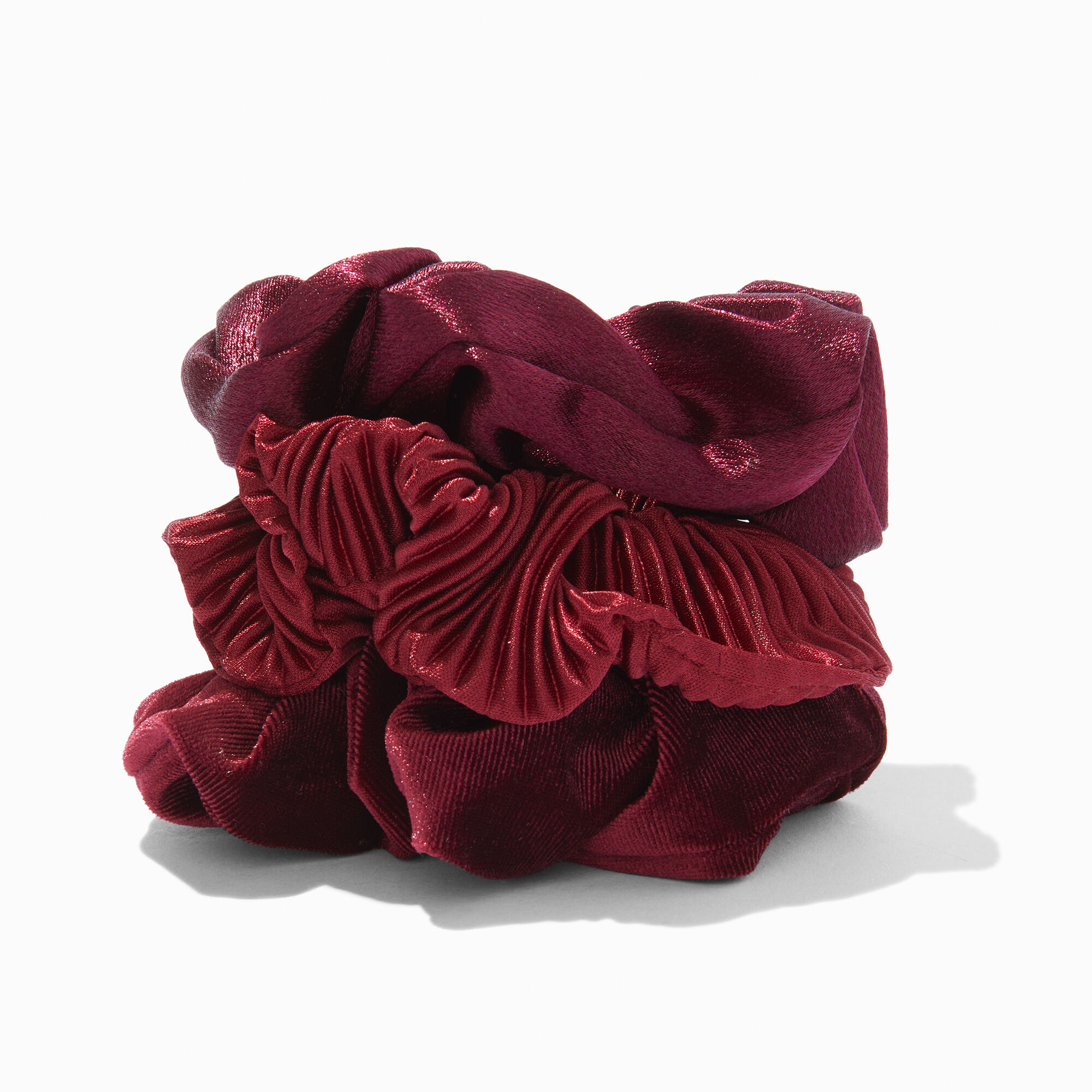 Claret Mixed Hair Scrunchies - 3 Pack,
