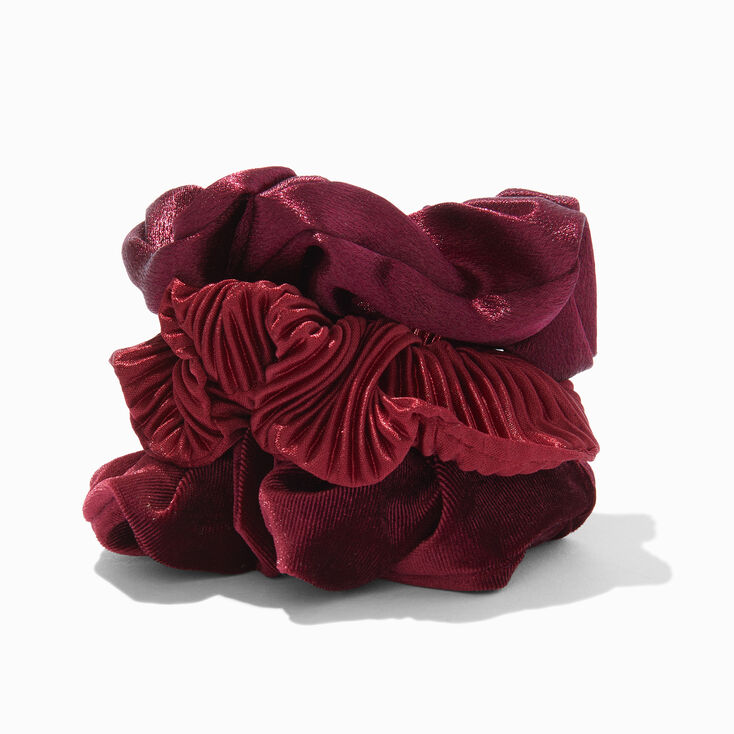 Claret Mixed Hair Scrunchies - 3 Pack,