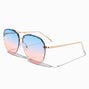 Studded Gold Round Faded Lens Sunglasses,