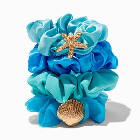 Beachfront Blue Hair Scrunchies - 4 Pack,