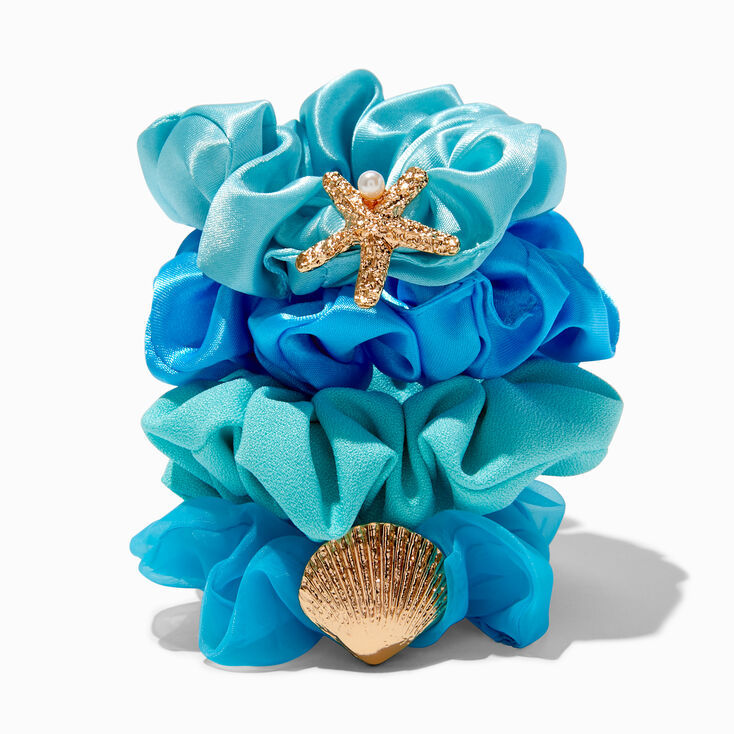 Beachfront Blue Hair Scrunchies - 4 Pack,