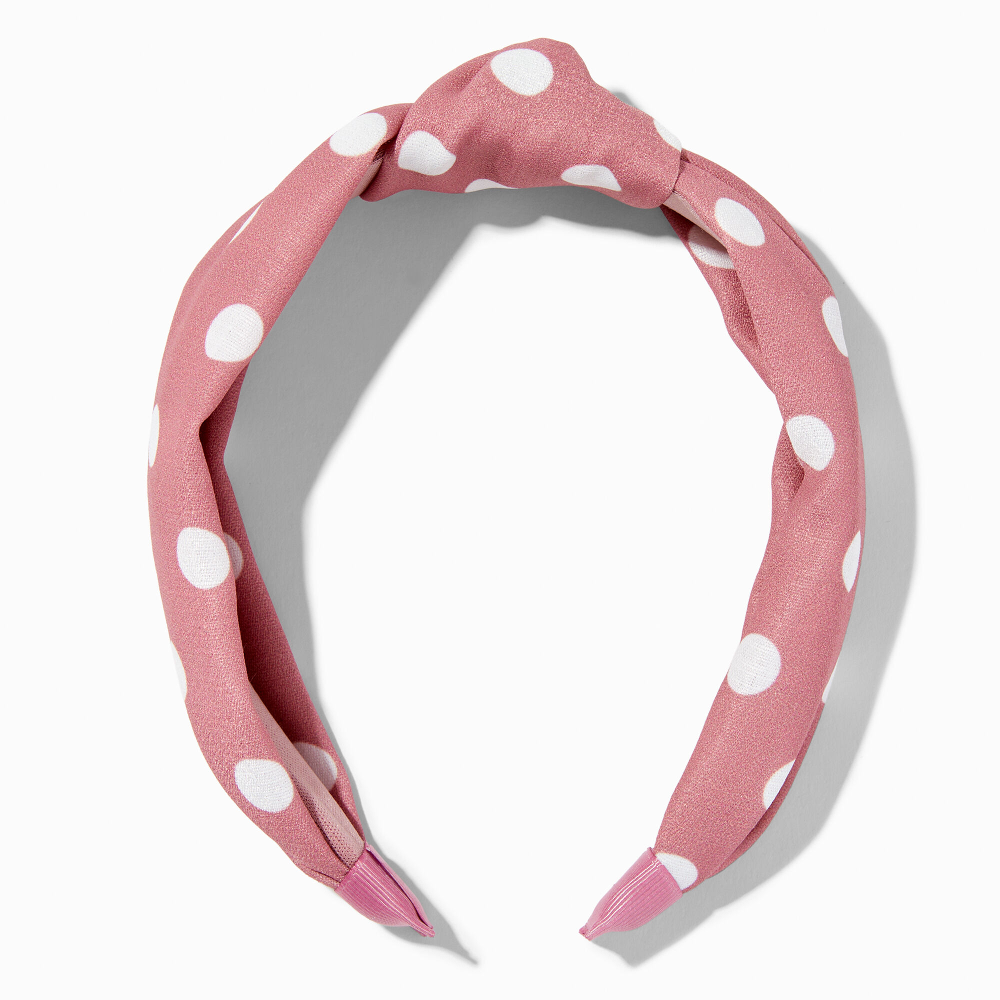 View Claires Mauve Dot Knotted Headband White information