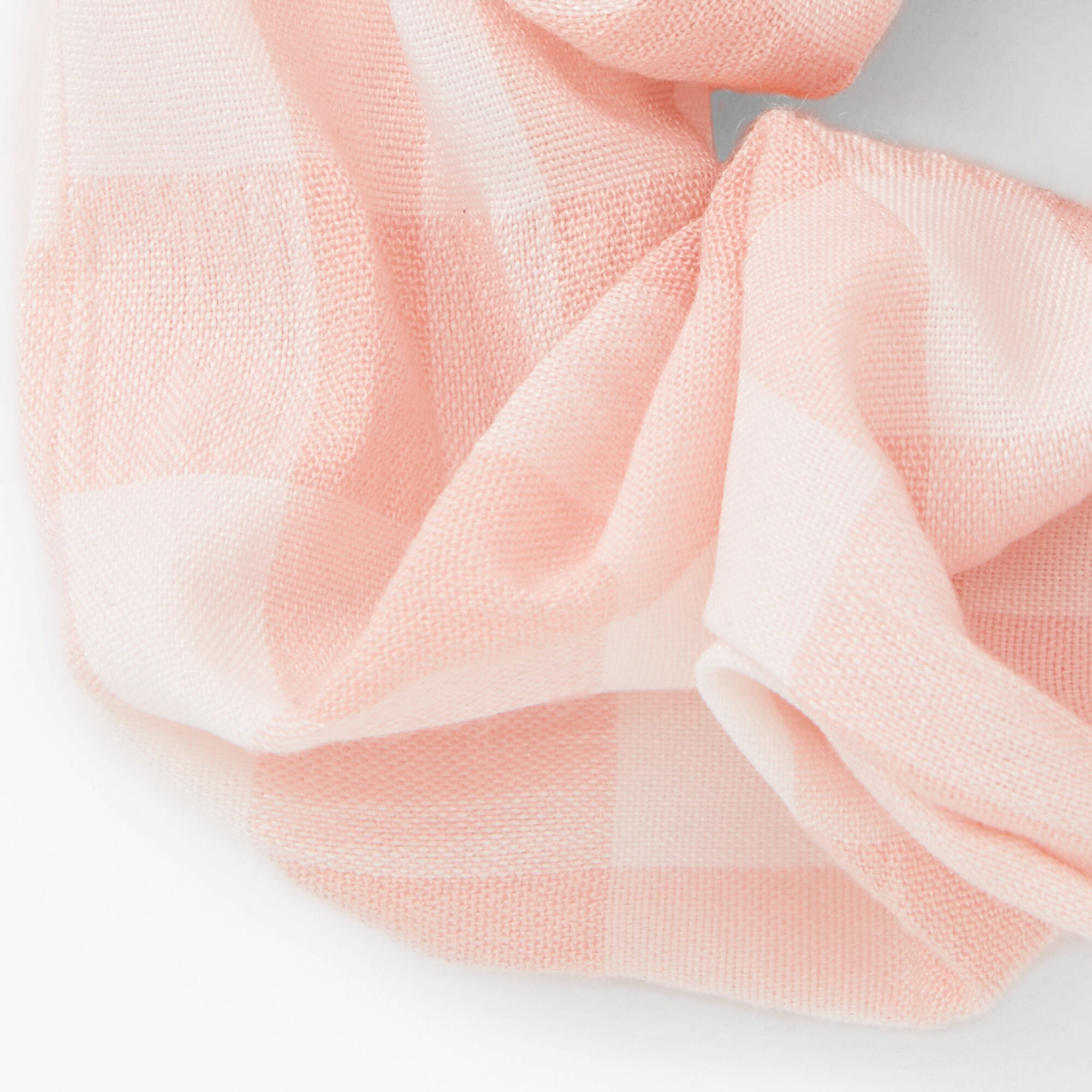 Medium Gingham Stripe Hair Scrunchie - Light Pink,