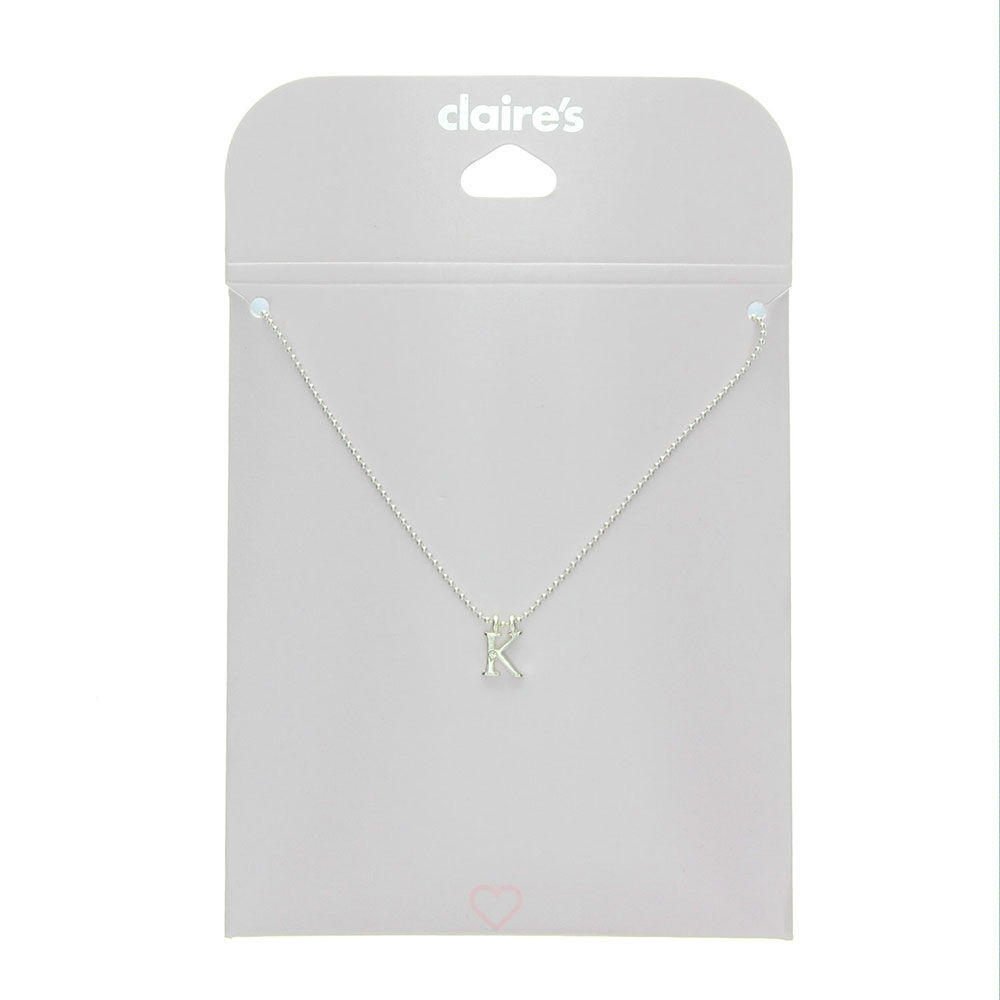 Silver Embellished Initial Pendant Necklace E Claire s