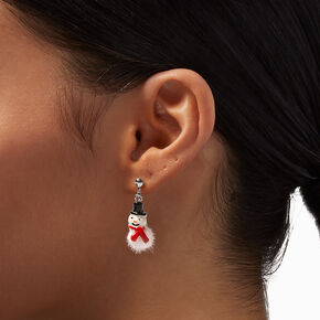 Pom Snowman 1.5&quot; Clip-On Drop Earrings,