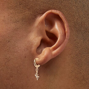 Gold-tone Starburst Hoop Earrings,