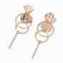 Gold-tone 3&quot; Hammered Circle Linear Clip-On Drop Earrings,