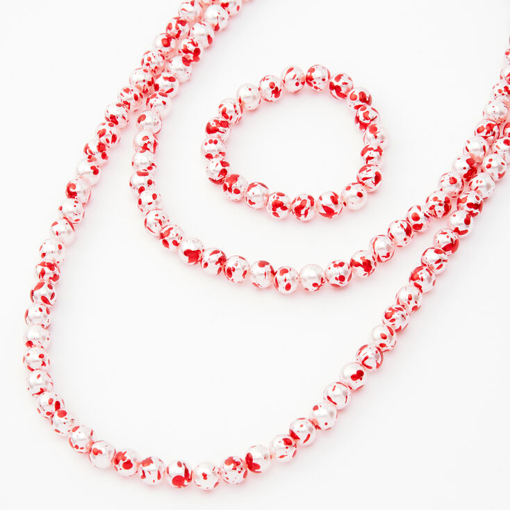 Blood Splatter Beaded Jewelry Set - 2 Pack,