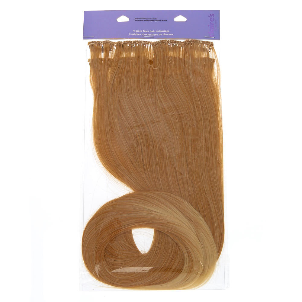 Straight Faux Hair Clip In Extensions - Blonde, 4 Pack,
