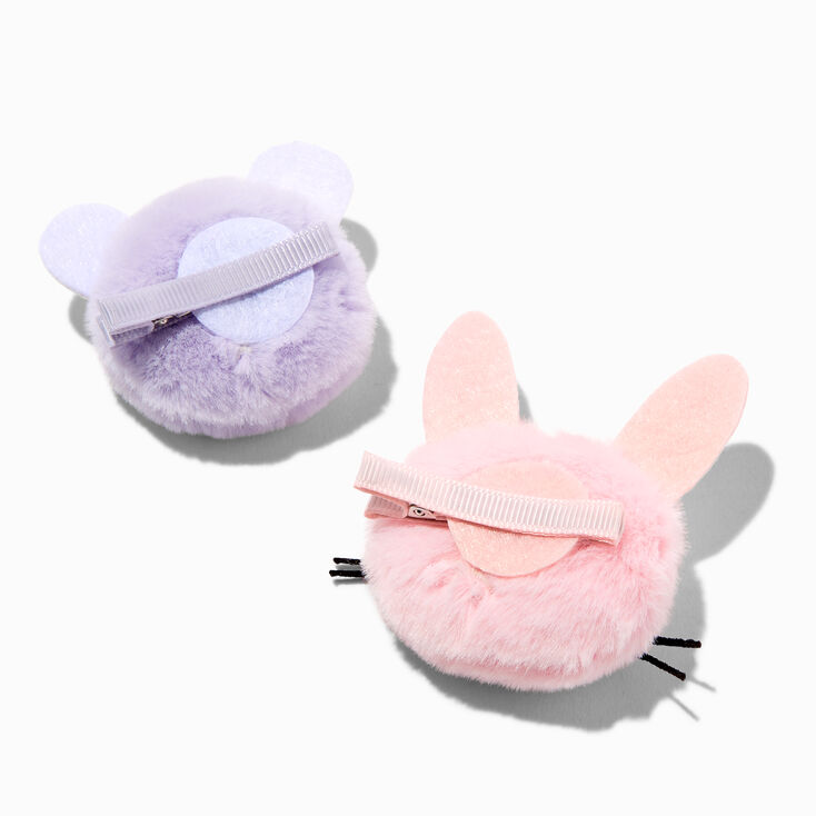 Claire&#39;s Club Bunny Bear Pom Hair Clips &#40;2 Pack&#41;,