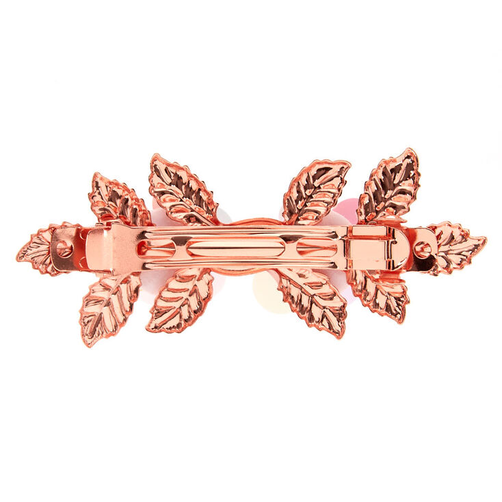 Barrette &agrave; cheveux blanche &agrave; fleurs couleur dor&eacute; rose,