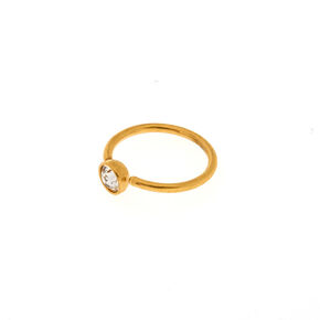 20G Gold-tone Stainless Steel Clear Crystal Nose Ring,