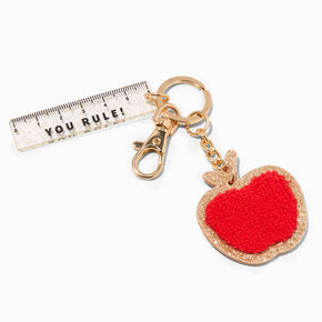 &quot;You Rule&quot; Red Apple Teacher Keychain,