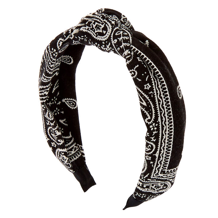 Bandana Knotted Headband - Black,