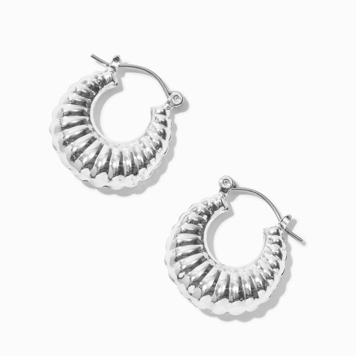 Silver-tone Crescent Hoop Earrings,