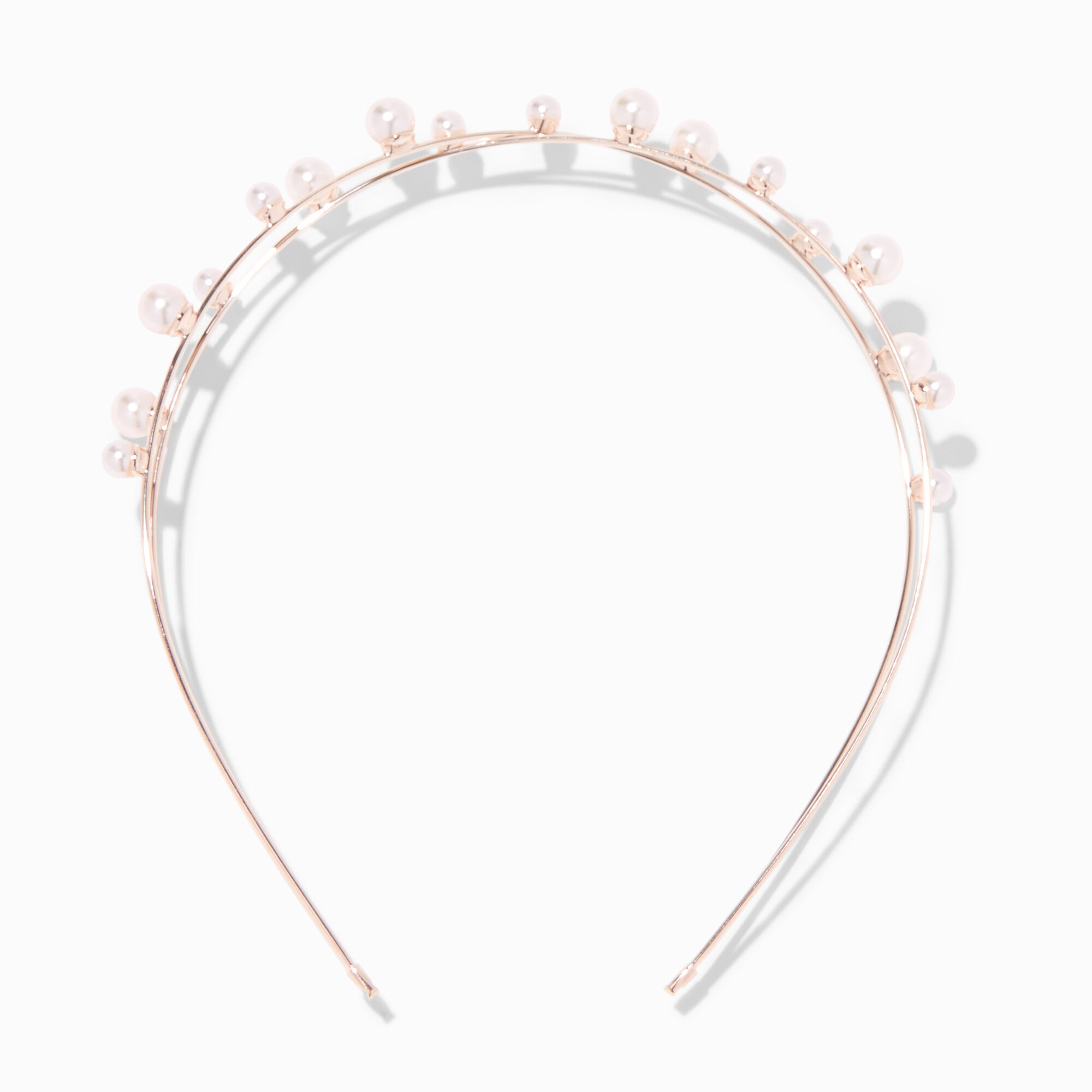 View Claires Tone Pearl CrissCross Headband Rose Gold information