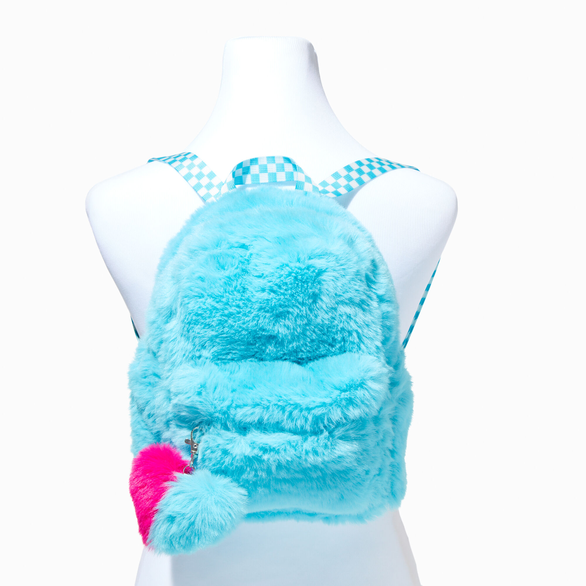Blue Furry Mini Backpack,
