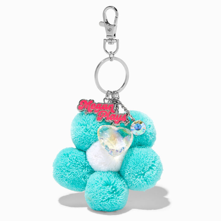 MeganPlays&trade; Claire&#39;s Exclusive Blue Daisy Pom Pom Keychain,