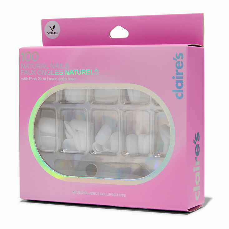 Natural Square Vegan Faux Nail Set - 100 Pack,