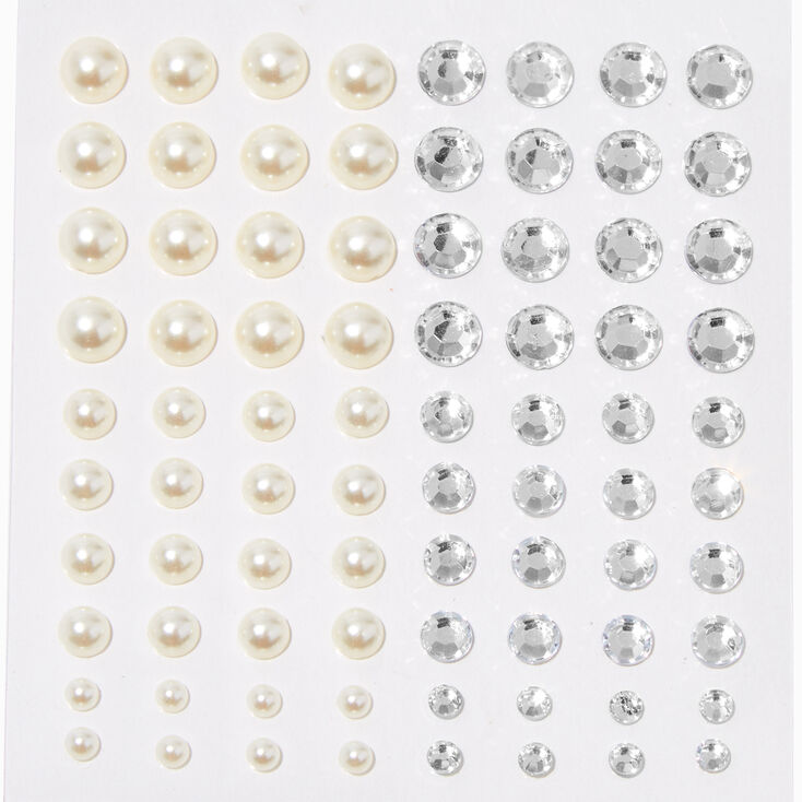 Pearl and Crystal Hair Gems - 80 Pack