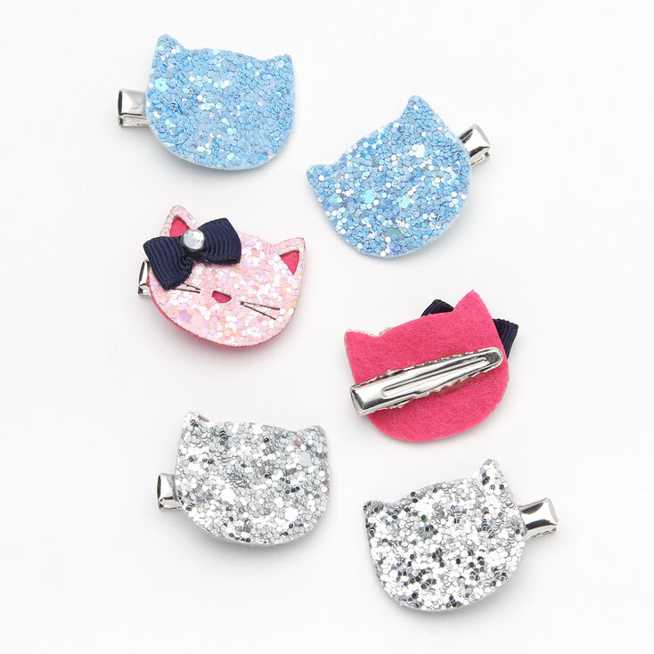 Claire&#39;s Club Pink Cat Head Hair Clips - 6 Pack,