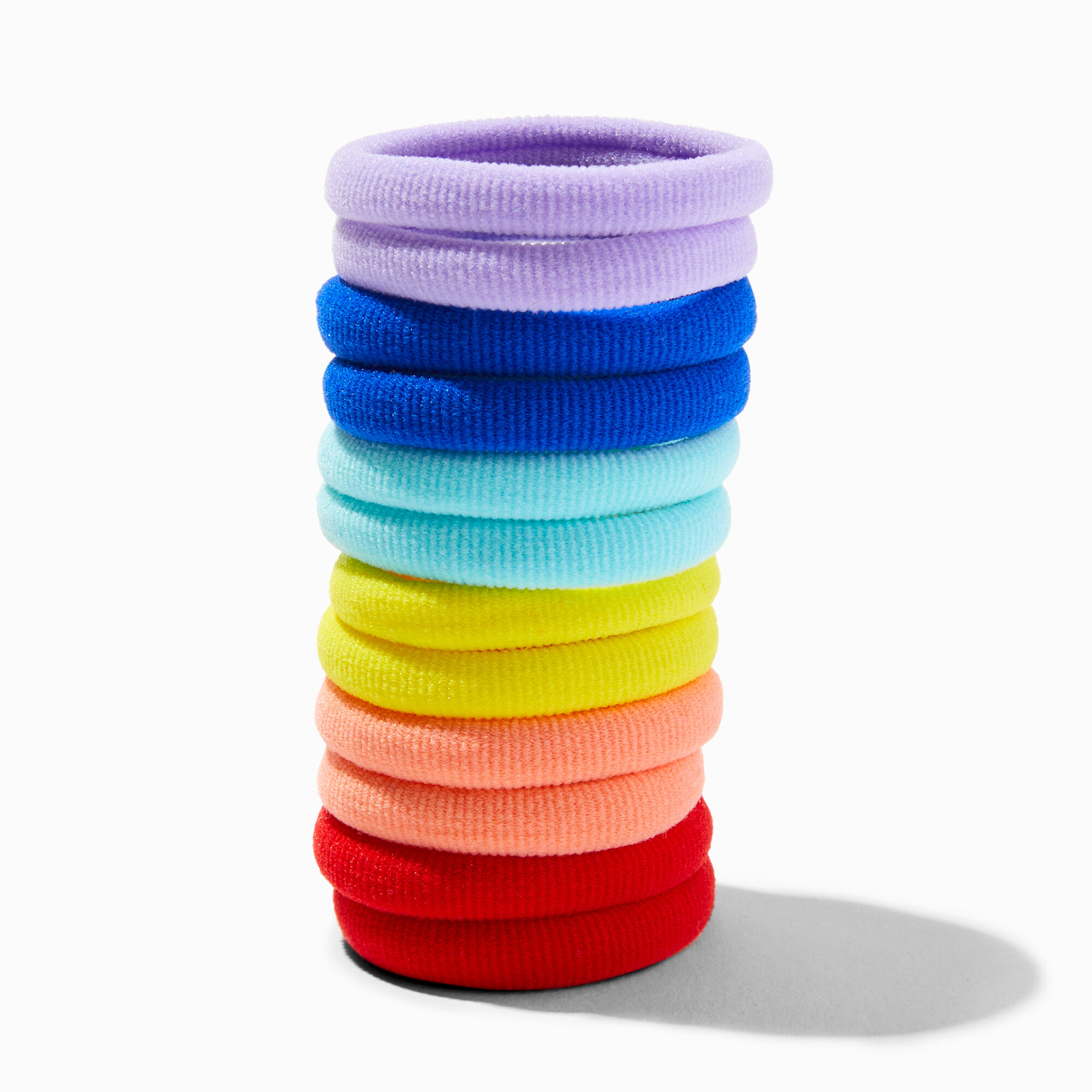 View Claires Club Rolled Hair Ties 10 Pack Rainbow information