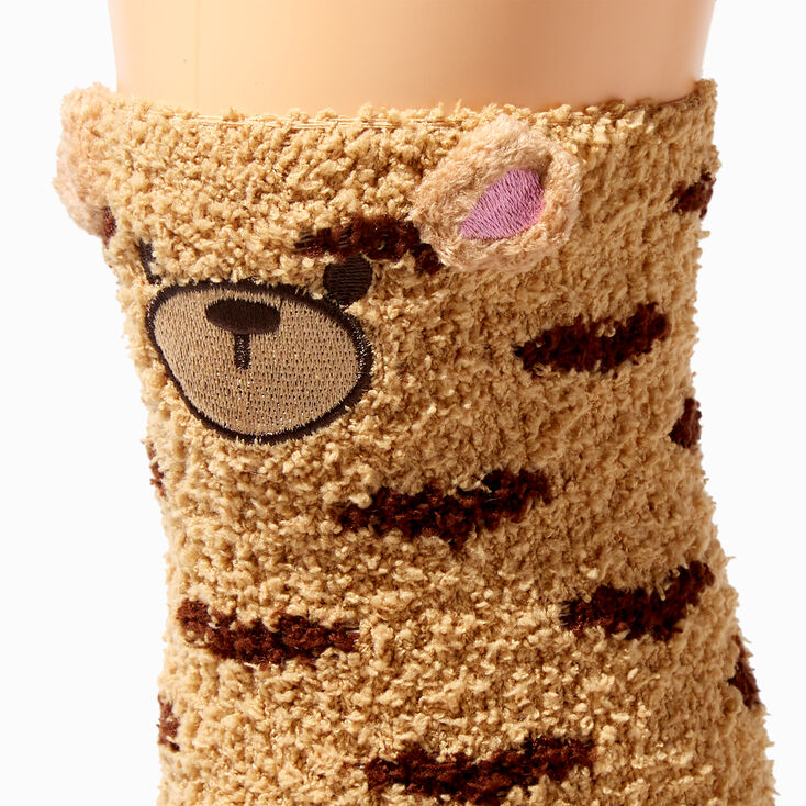 Fuzzy Brown Bear Over The Knee Socks,