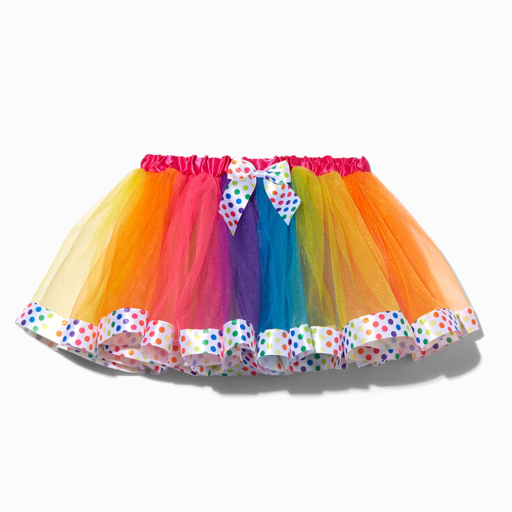 Polka Dot Trim Rainbow Tutu,