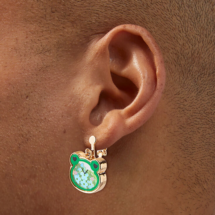 Shaker Frog Clip-On Drop Earrings,