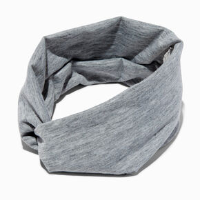 Marled Gray Wide Jersey Twisted Headwrap,