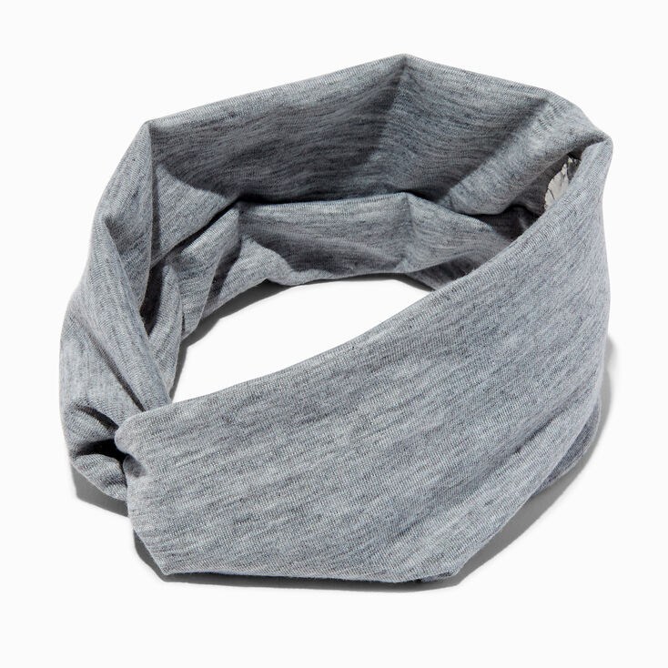 Marled Gray Wide Jersey Twisted Headwrap,