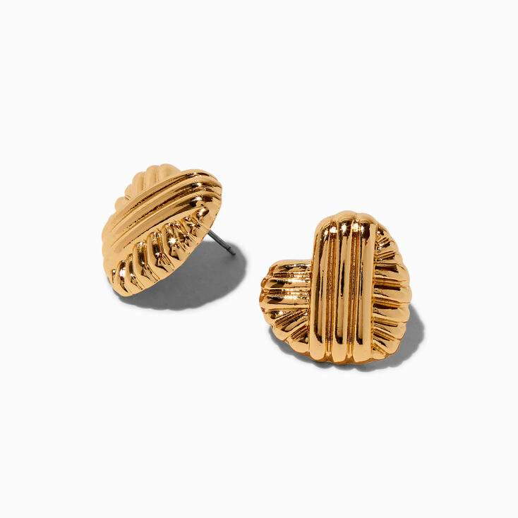 Clous d&#39;oreilles c&oelig;ur bomb&eacute;s couleur dor&eacute;e,