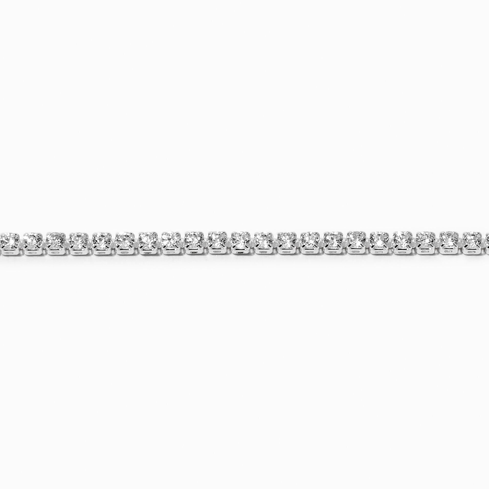 Silver-tone Cubic Zirconia Tiny Tennis Bracelet,
