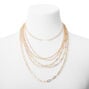 Gold Open Chain Link Multi Strand Necklace,