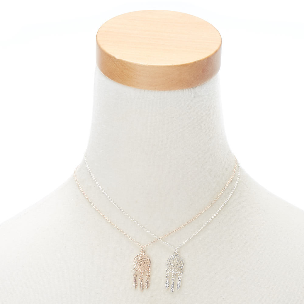 Mixed Metal Dreamcatcher Pendant Necklaces - 2 Pack,
