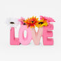 Pink LOVE Planter With Faux Daisies,