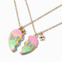 Best Friends Split Heart Butterfly Pendant Necklaces - 2 Pack,