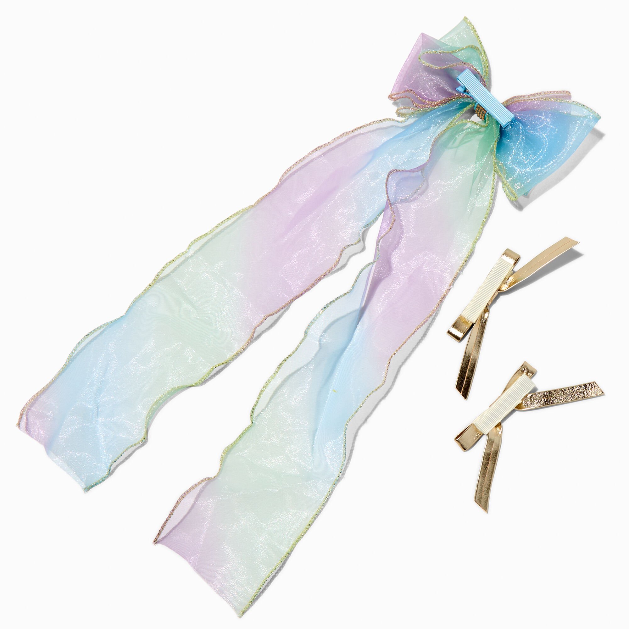 Claire's Club Blue Ombré Chiffon Hair Bow Clip Set - 3 Pack,