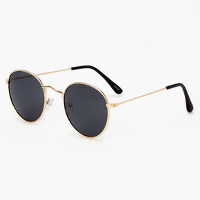 Black &amp; Gold Round Sunglasses,