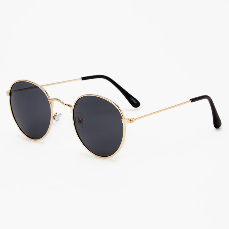 Black &amp; Gold Round Sunglasses,