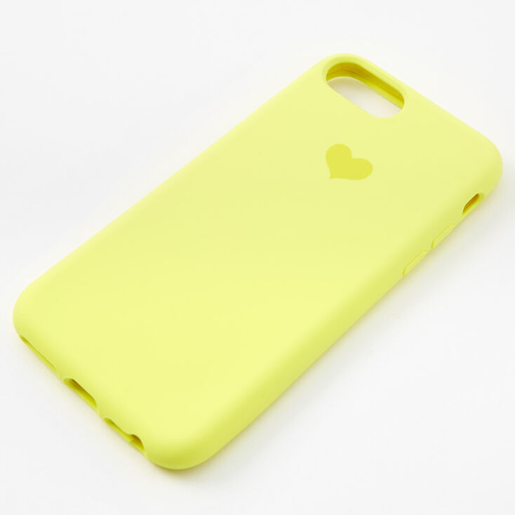 Coque de portable c&oelig;ur jaune fluo - Compatible avec iPhone&reg; 6/7/8/SE,